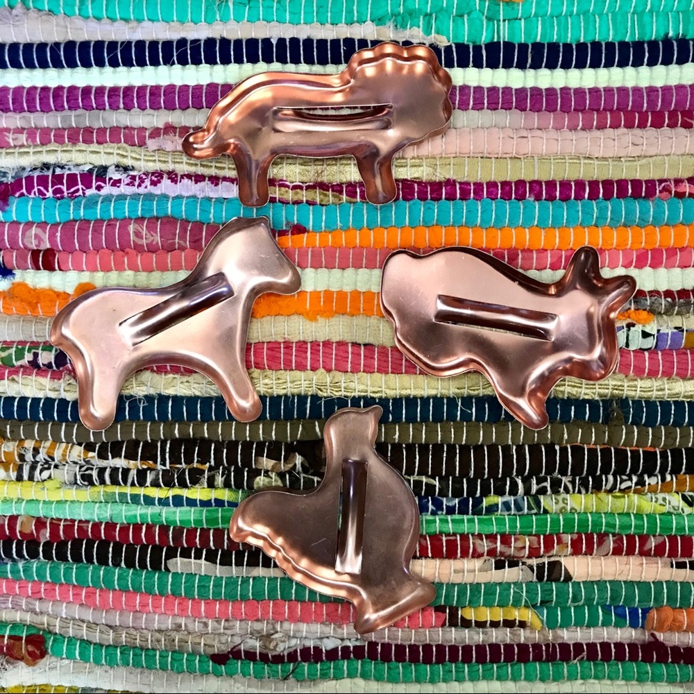Copper set of 4 animal cookie cutters